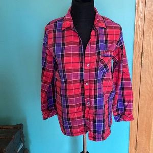 Victoria’s Secret soft plaid pajama button down top